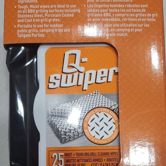Q-Swiper BBQ Grill Brush Cleaning Set 1 Grill Brush w Steel Scraper & 25 Wipes - Picture 3 of 4